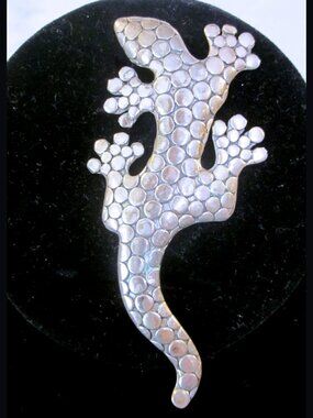 Signed BA SUARTI Rare Huge 4" Beautiful Sterling Silver LIZARD Brooch Pin